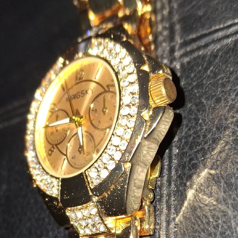 Women's Gold Watch with Crystal Detailing